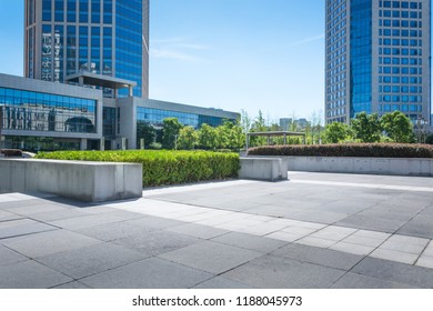 Open Urban Green Park Space In Front Of Residential Buildings