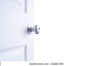 Open White Door Isolated On White Background