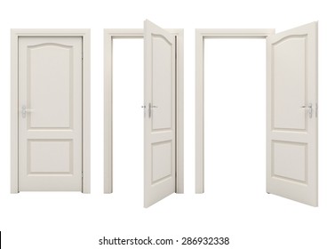 Open White Door Isolated On A White Background