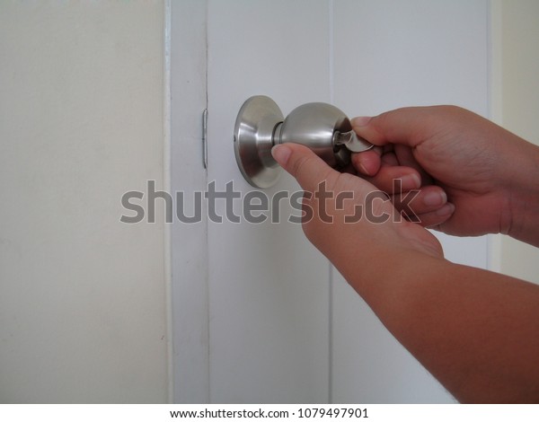 Open White Door Keys Door Knob Stock Photo Edit Now 1079497901
