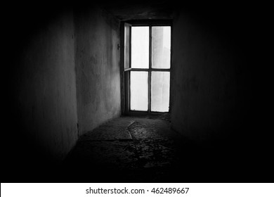 Open Window In An Old Brick House