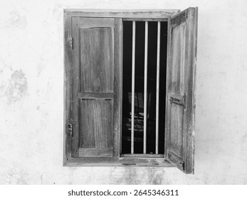 an open window of an old house