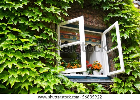 open window in rural house