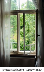 Open Window View Outside At Country Side Village House