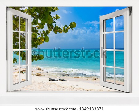 Similar – Image, Stock Photo View through a window covered with ice flowers to a lime tree with squirrel’s rook. | Winter mood