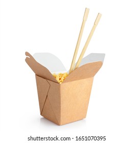 Open wok paper box with chopsticks, isolated on white background - Powered by Shutterstock