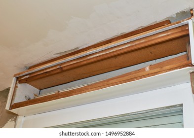 Open Wooden Box Of A Blind With A Part Of Blind In It