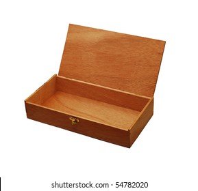 Open Wooden Box Isolated