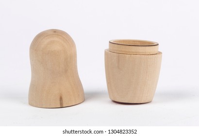 Open Wooden Nesting Doll Isolated