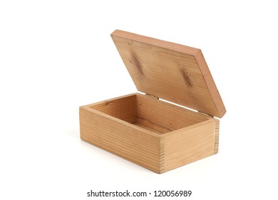 Open Wooden Tea Box Isolated White Back Ground