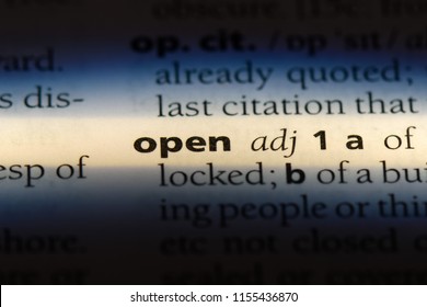 open word in a dictionary. open concept.