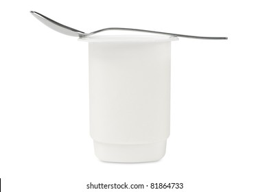 Open Yogurt Pot With Spoon