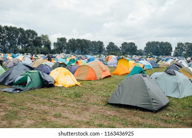 An Open-air Tent Camp At A Music Festival