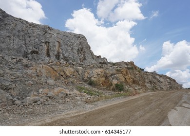 Open-cast quarry, limestone mining.