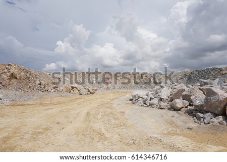 Open-cast quarry, limestone mining.