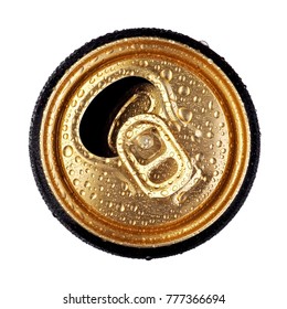 Opened Beer Golden Can, Top View