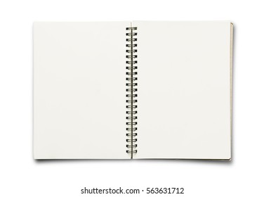 Opened blank binder notepad notebook, isolated on white backgrounds