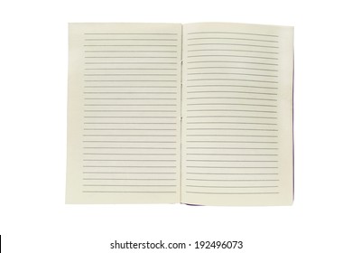Opened blank notepad with linen sheets isolated over white