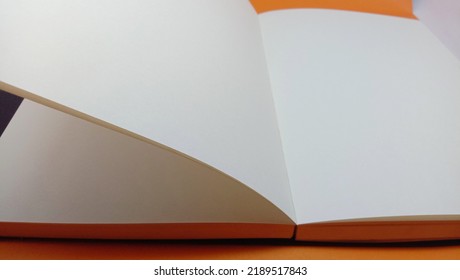 Opened book isolated on orange background


