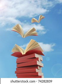 Opened Books Flying Away Stock Photo 74282839 | Shutterstock