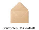 Opened brown paper envelope mockup isolated on a white background. High resolution. 