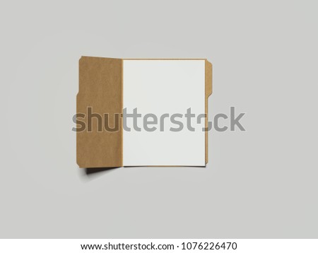 Opened cardboard folder with papers, 3d rendering