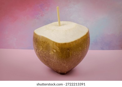 Opened coconut on the table