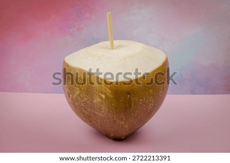 Opened coconut on the table
