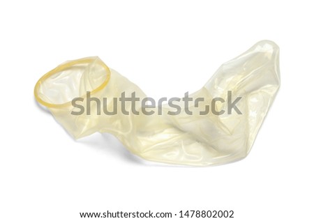 Opened Condom Close Up Isolated on White Background.
