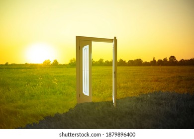 opened door into the new workld, entrance to another life creative idea - Shutterstock ID 1879896400