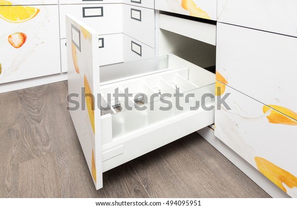 Opened Drawer Organizer Bottle Storage Stainless Stock Photo Edit