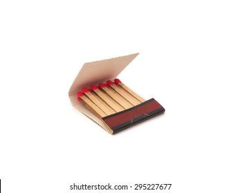 Opened Matchbook With Red Matchsticks Isolated On White Background 