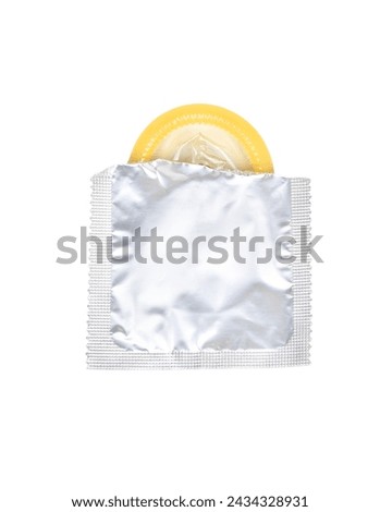 Opened package with condom isolated on white background