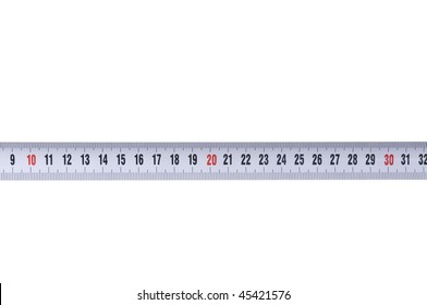 Opened tape measure on white isolated background
