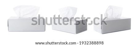 Opened tissue box on white background for print design and mock up