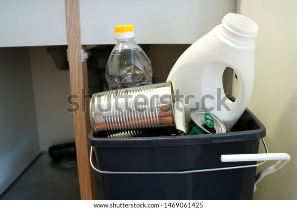 Opened Trash Cabinet Pulled Out Garbage Royalty Free Stock Image