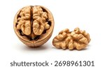 Opened walnut and kernel isolated on white