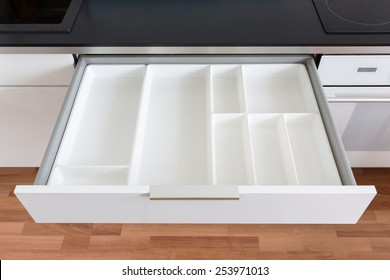 Opened White Empty Drawer