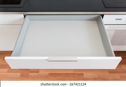 Opened White Empty Drawer