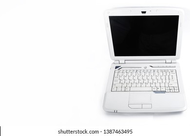 Opened white laptop pc computer with copy space, computer internet technology concept