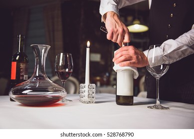 Opening Bottle Of White Wine