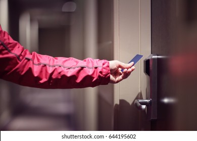 Opening A Hotel Door With Keyless Entry Card