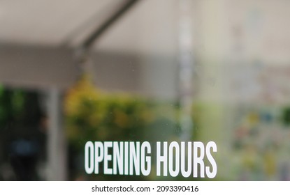 Opening Hours Shop Window White Decal Sticker