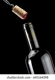 Opening A Red Wine Bottle, Close Up