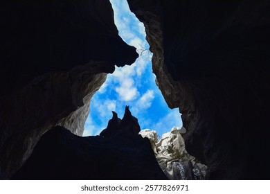 An opening in the rocks