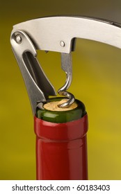 Opening a wine bottle