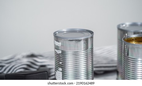 Openning Canned White Beans With Can Opener.