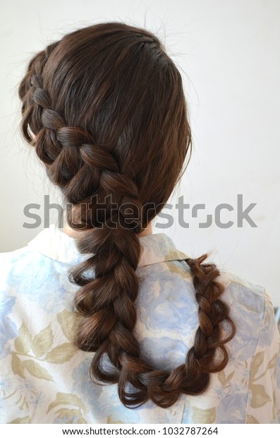 Openwork French Braid Hairstyle Medium Length Stock Photo Edit