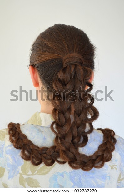 Openwork French Braid Hairstyle Medium Length Stock Photo Edit