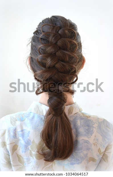 Openwork French Braid Hairstyle Medium Length Stock Photo Edit